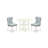 3 Piece Dining Set Contains a Round Dining Room Table with Dropleaf & Shelves and 2 Baby Blue Linen Fabric Upholstered Chairs, Linen White