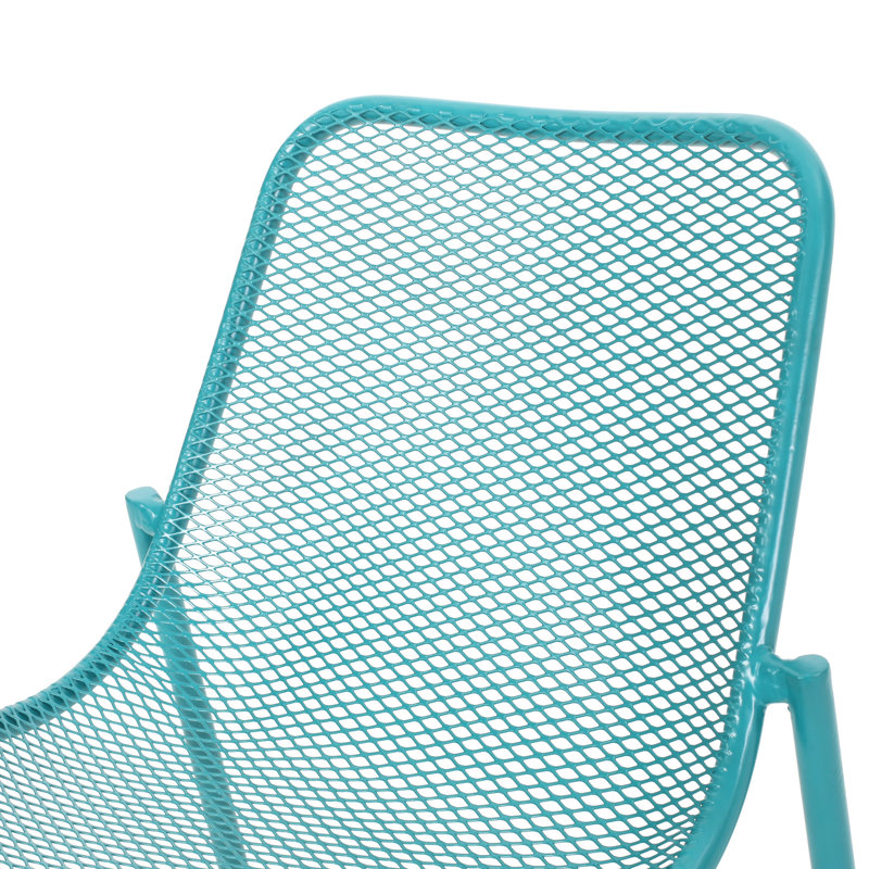 Chaise empilable Modern, structure en fer, l 26 po x P 21,59 po, H 26 po, chaises d'extérieur couleur bleu sarcelle, bords arrondis