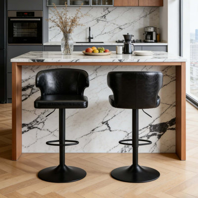 Modern Adjustable Swivel Bar Chair with High-Back Support
