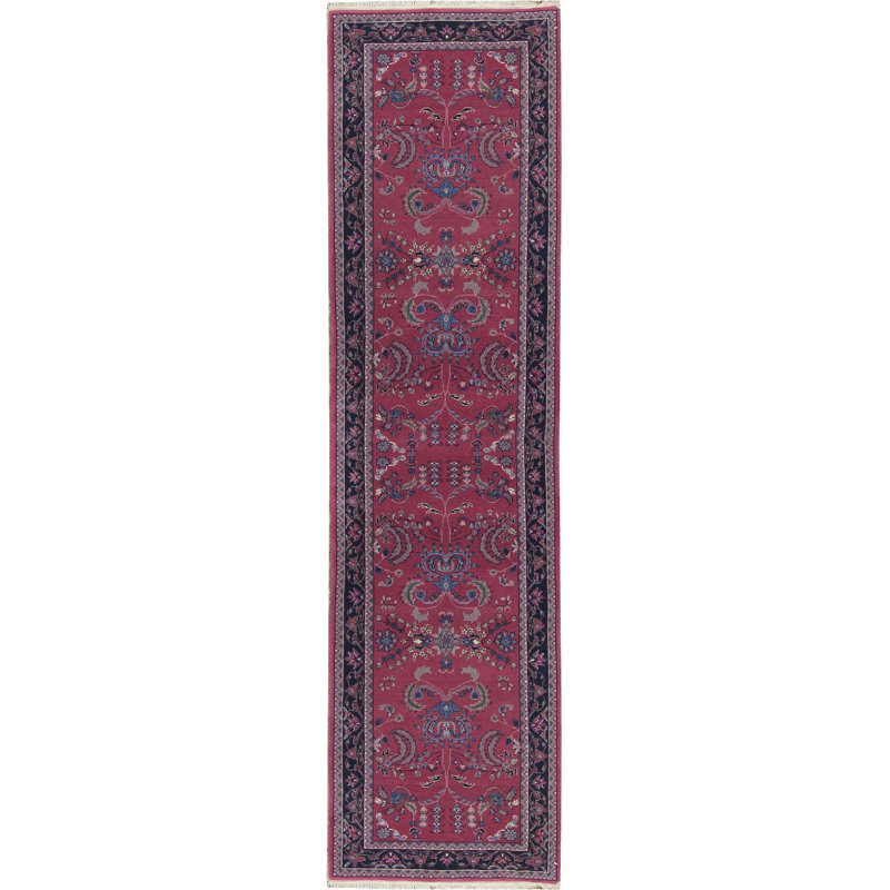 Chemin de table rose et bleu noué à la main de haute qualité