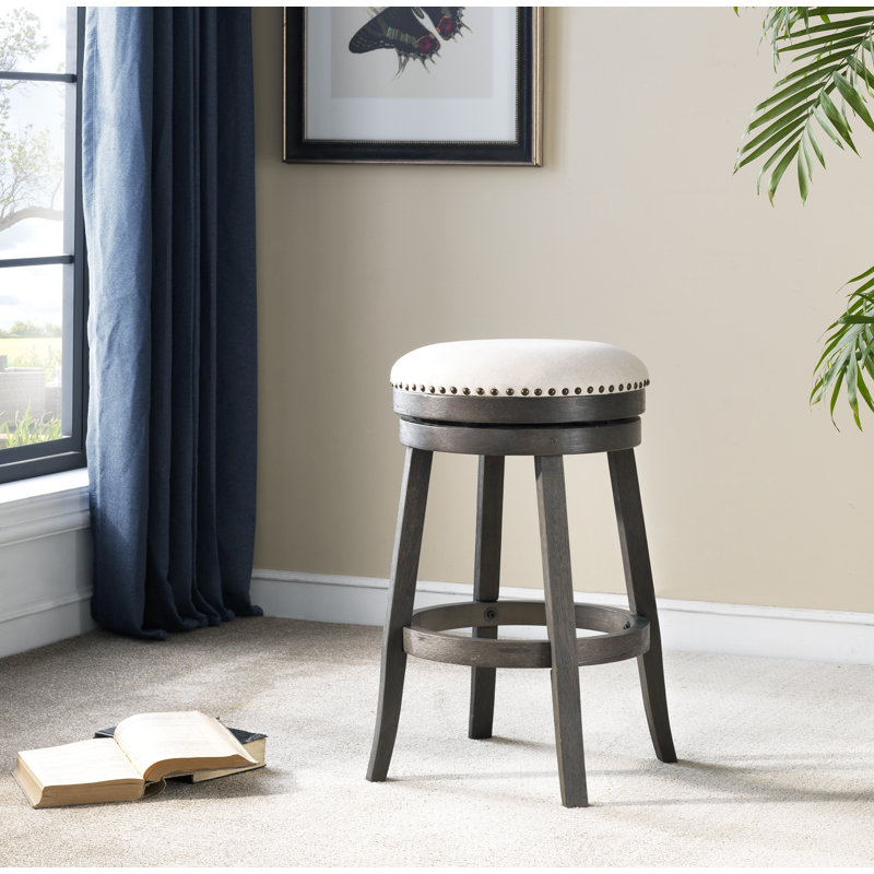 Tabouret de comptoir pivotant de 26 po, Gris Barret, Crème