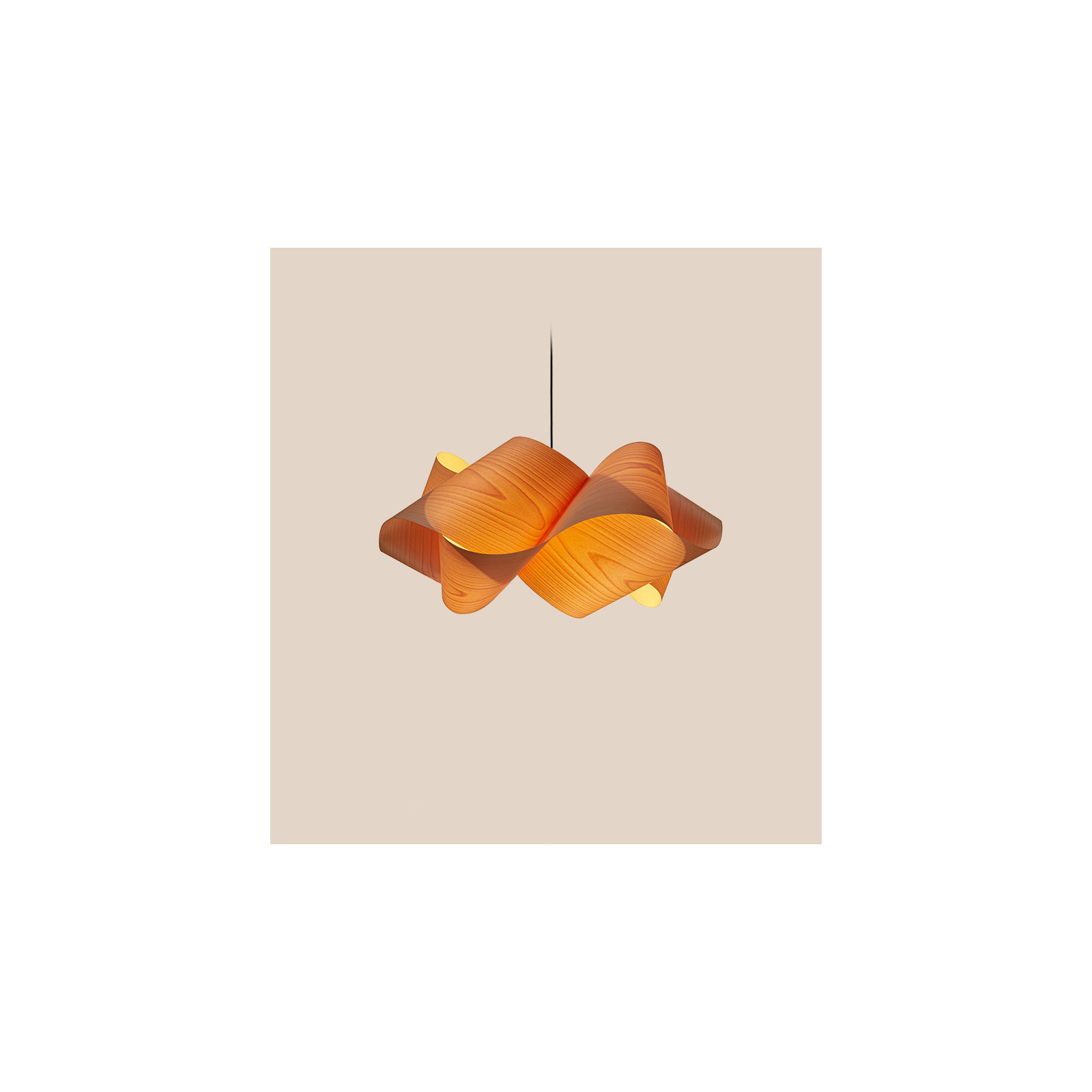 Swirl Single Light Dimmable Pendant, Natural Beech, E26, Matte Black