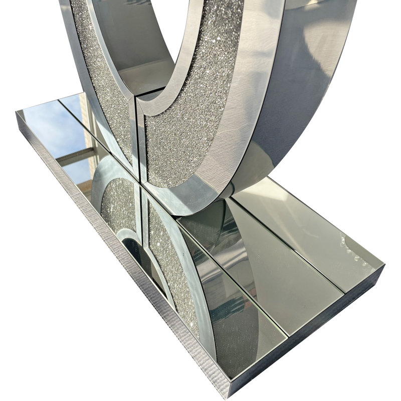 Grande console en forme de miroir en forme de losange concassé pour un couloir et un salon