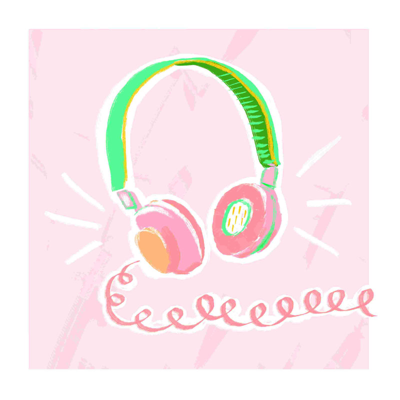 " Blush Headphones ", 30" H x 30" W  