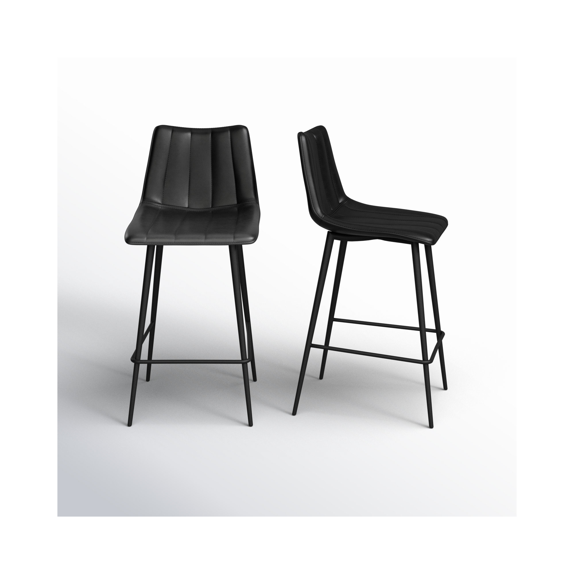 Finnigan Counter & Bar Stool, Black/Faux Leather, Counter Stool (26" Seat Height)
