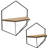 Decorative Wood Hexagon Wall Shelves with Metal Frame for Living Room Decor - Wall Shelves Accent for Shelf Organizer for Flower Display - Set of 2-900287187