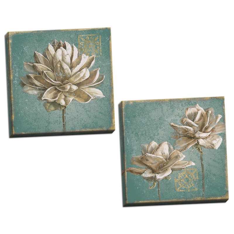 « seed pod i & ii no words turquoise », ensemble de 2 reproductions de pièces, Toile tendue, H 12 po x l 12 po x P 0,75 po