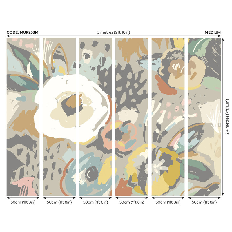 Arshanti Floral Wall Mural, Neutral