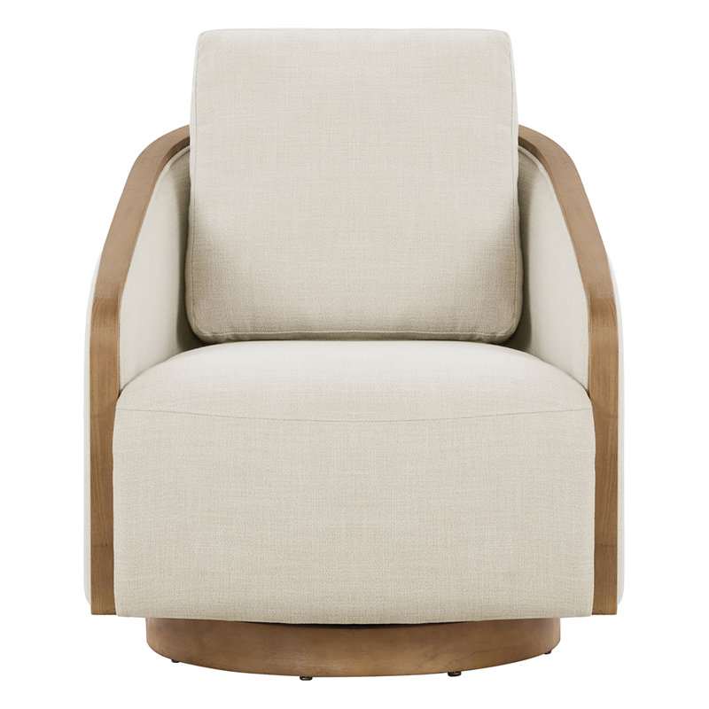 Fauteuil demi-tonneau pivotant avec garniture en bois Nieve (ensemble de 2), Beige