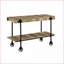 Table basse de style industriel de style industriel pour salon avec lattes et tablette ouverte