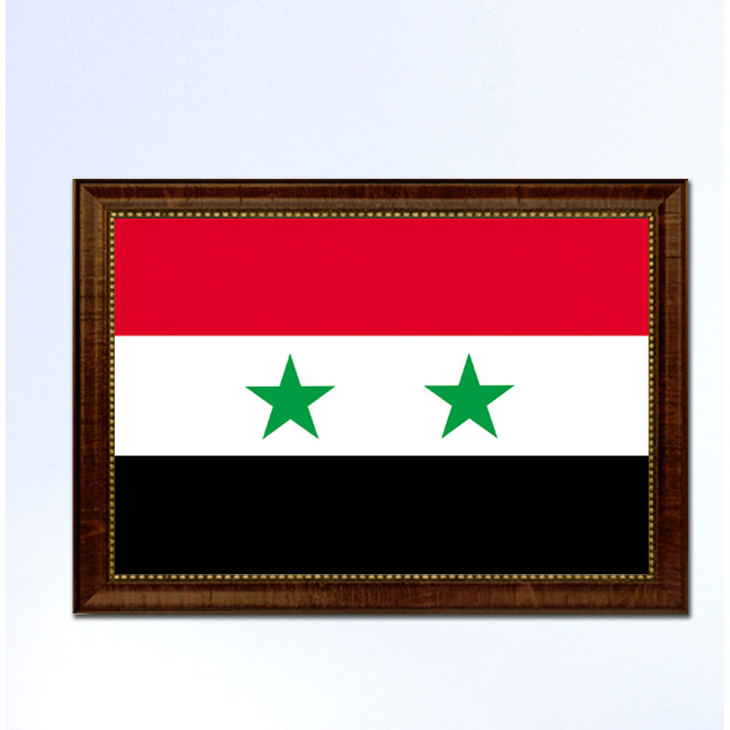 « syria country flag », impression sur toile encadrée, H 27 po x l 39 po x P 1 po, Encadrement brun