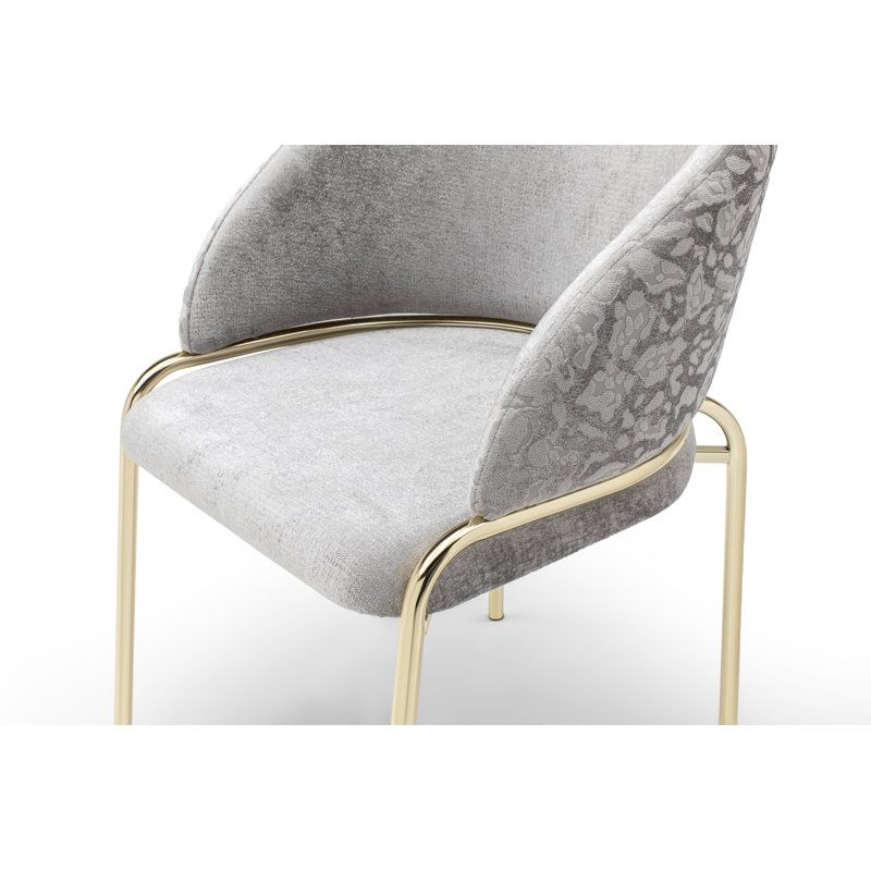 Onyx Velvet Side Chair, Light Gray, Gold
