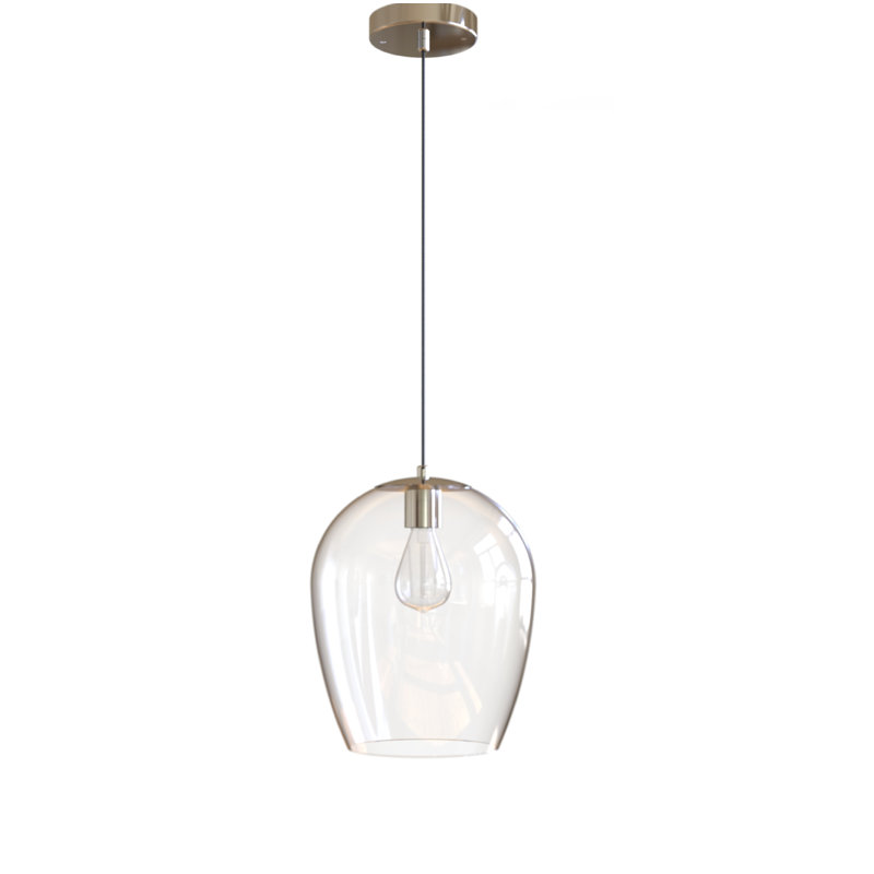Luminaire suspendu en verre nickel brossé, Grand nickel, H 12 po x l 10 po x P 10 po