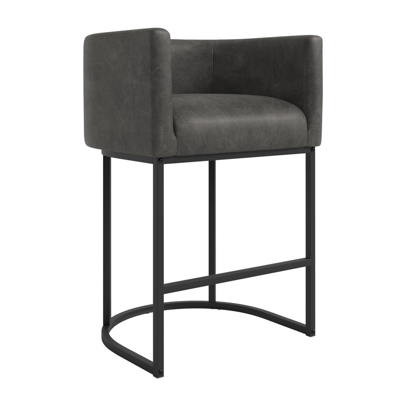 27" H Counter Height Bar Stools Set Of 2, Dark Gray