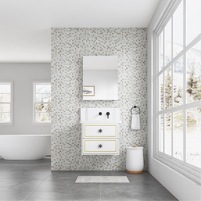 24'' W X 30'' H Surface Frameless Mirror Medicine Cabinet, Beveled Mirror Edges Bathroom Medicine Cabinet, Right Opening Door