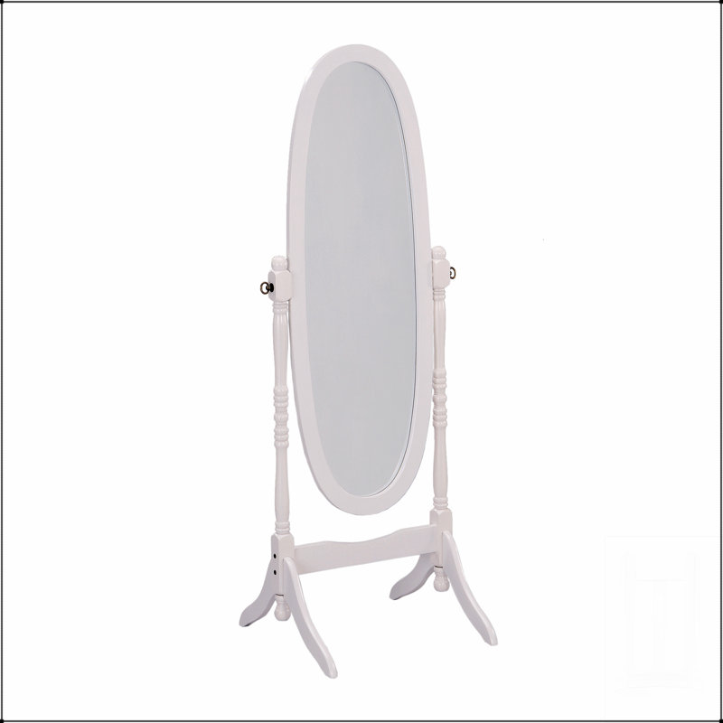 Miroir sur pied 59,25 "de haut avec finition blanche, forme ovale, Blanc