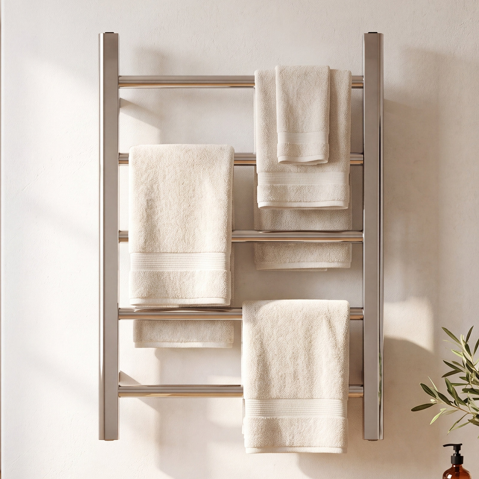 Ryton Straight Towel Rail Towel Warmer, Polished Nickel, 26" H x 18" W x 5.19" D