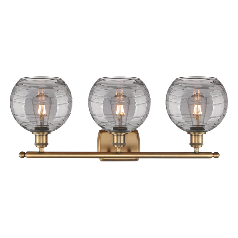 Éclairage de salle de bain à intensité variable 3 lumières Halvorson, Gris, Laiton, Ampoule non incluse