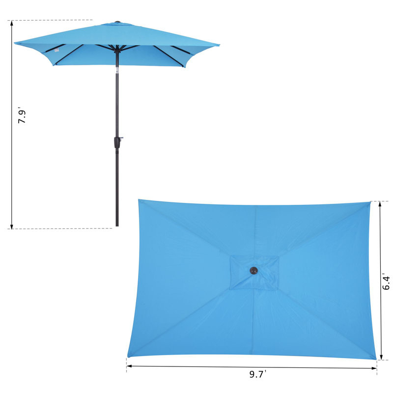 Parasol de marché rectangulaire 10 pi x 6,5 pi Tryphosa, Turquoise