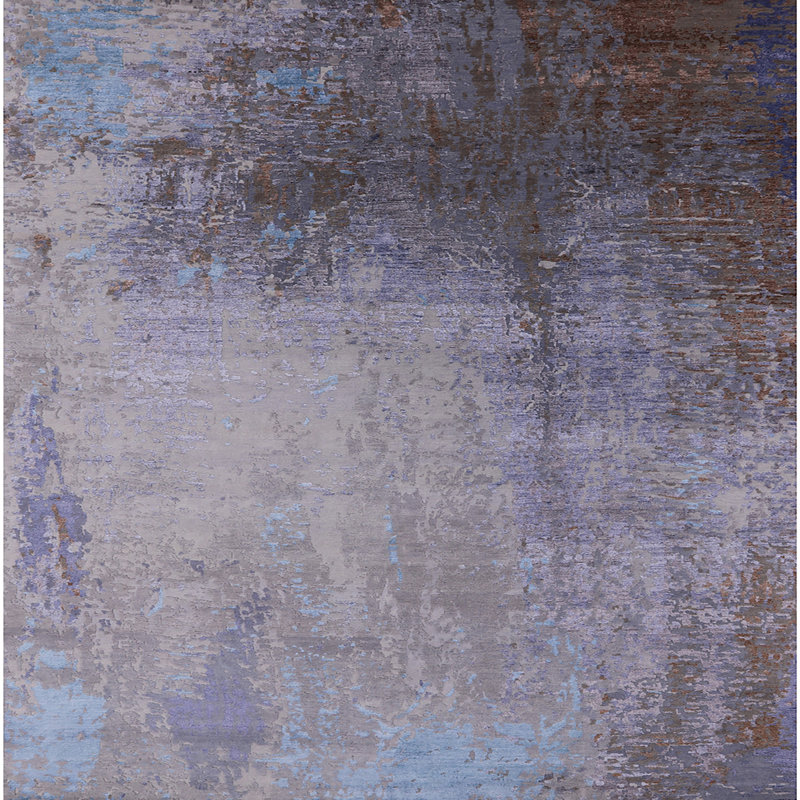 Tapis mauve / brun / bleu à motif abstrait Burgaw, Carré 3 pi