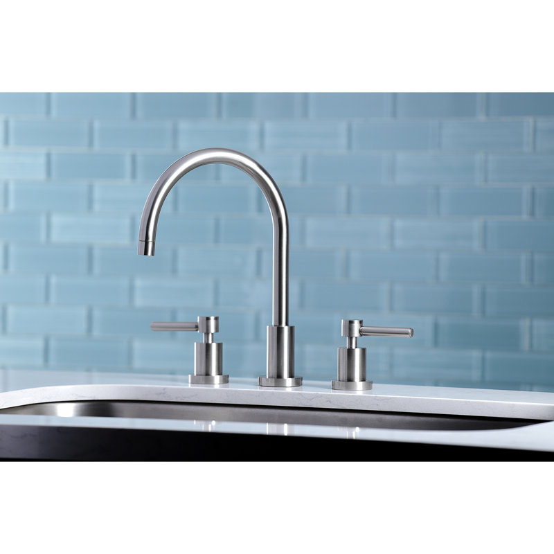 Kingston Brass Concord Double-Handle Widespread Kitchen Faucet, Polished Chrome, Without Spray