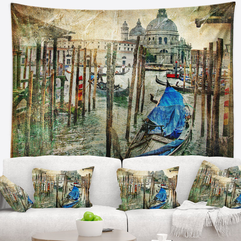 Paysage belle tapisserie de venise, H 32 po x l 39 po