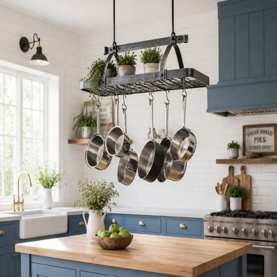 Carbon Steel Handcrafted Rectangle Hanging Pot Rack