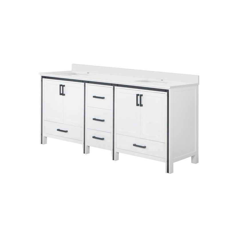 Meuble-lavabo double avec plateau en marbre de culture
