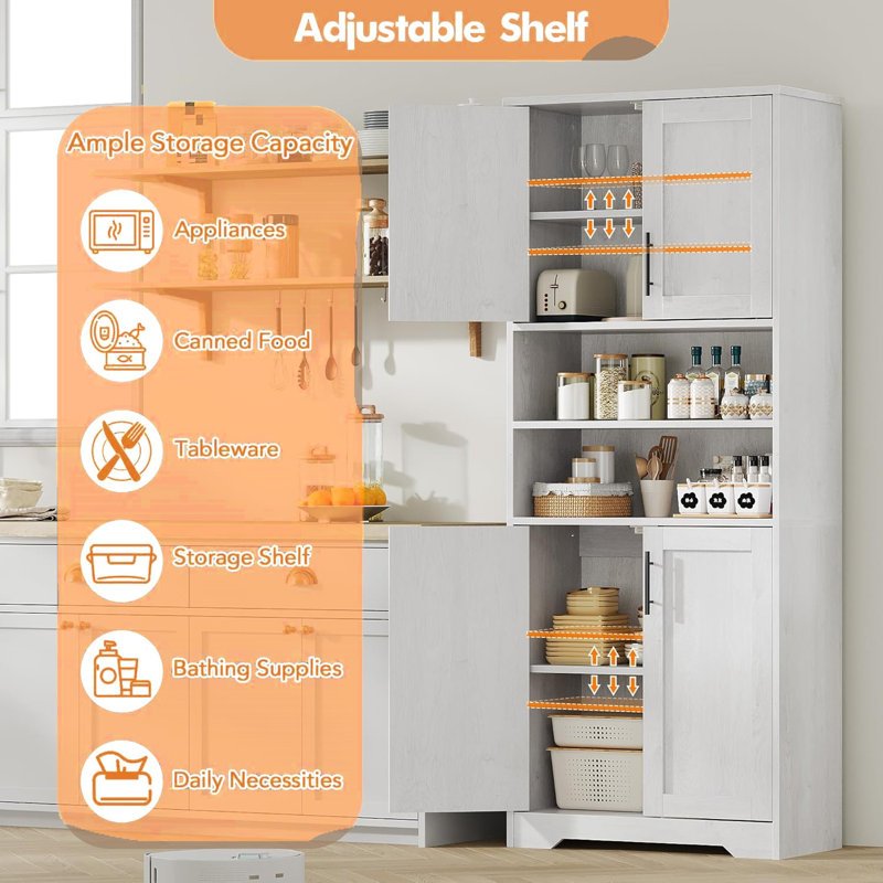 62Cm W x 169.9Cm H x 30.2Cm D Freestanding Bathroom Cabinet, White