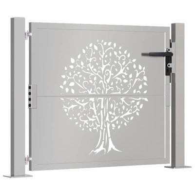 vidaXL Garden Gate 105x105 cm Corten Steel Tree Design