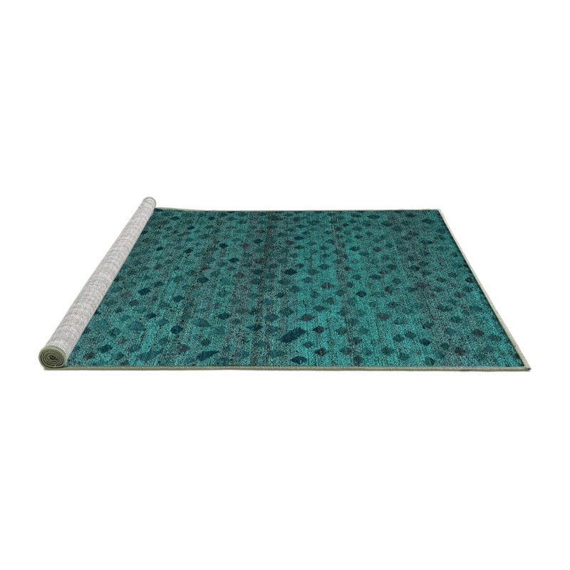 Tapis turquoise lavable à la machine Abstract 5361, Rond 8 pi