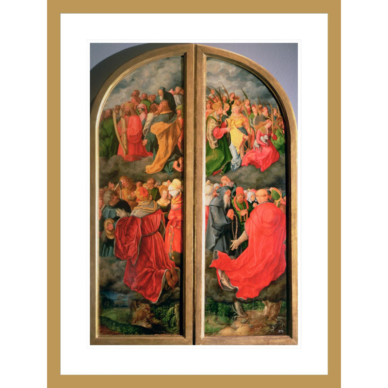 Reproduction partielle du retable de la Toussaints sous la forme de deux panneaux latéraux par Albrecht Dürer - Impression Giclée encadrée
