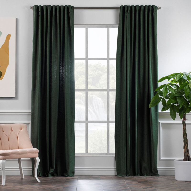 Extra Wide & Extra Long Custom Made Decorative Single Panel, Dark Green, 52" W x 132" L