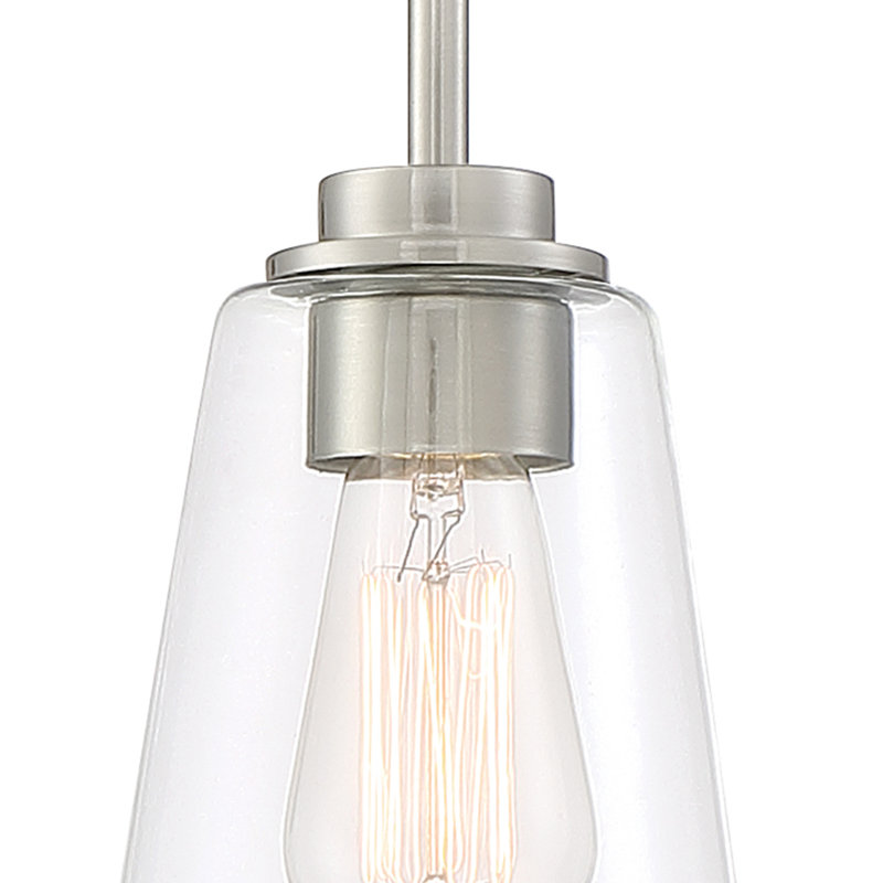 Luminaire suspendu simple à 1 lumière avec verre transparent Lankford , Satin platine