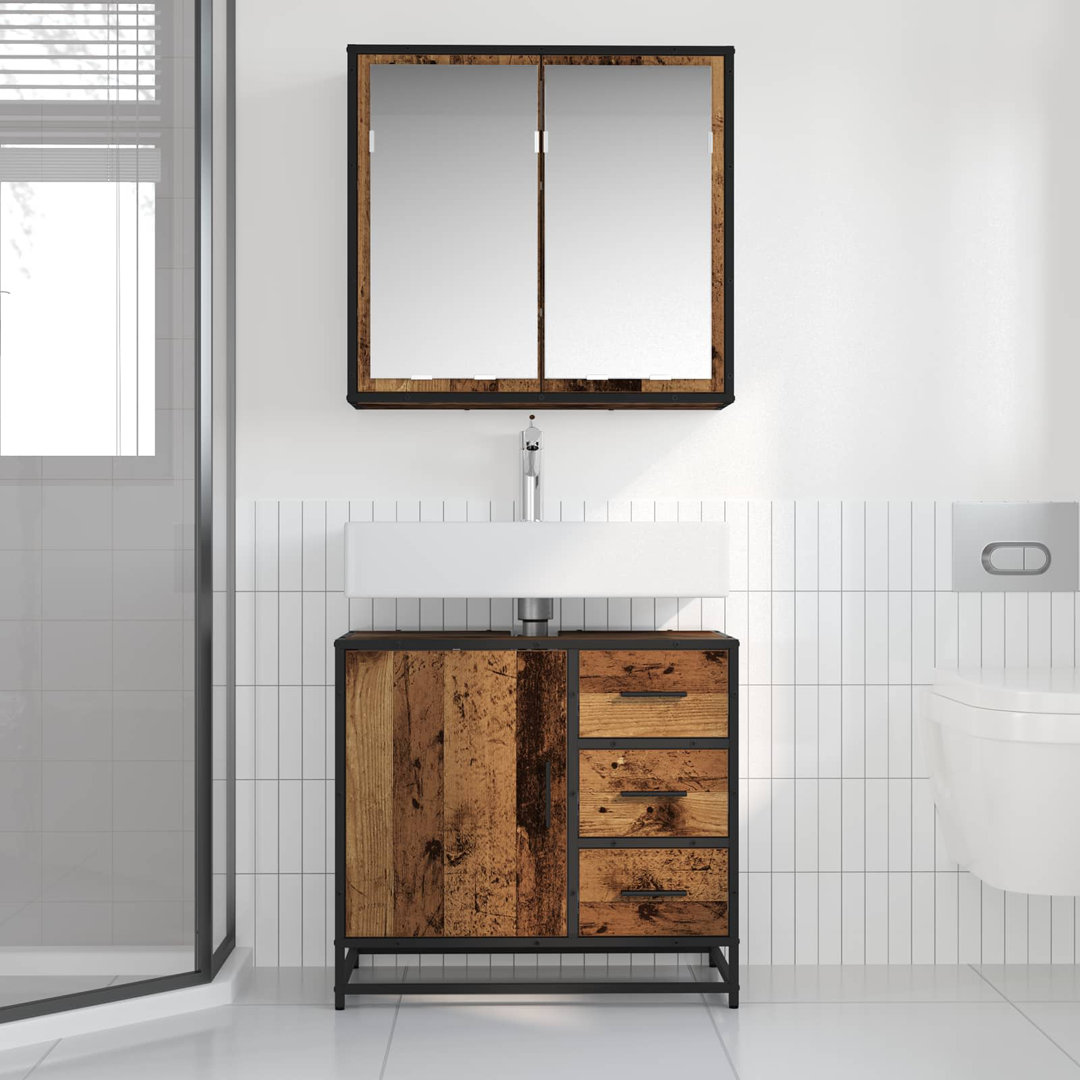 Wall Mounted Required Bathroom Storage Furniture Set