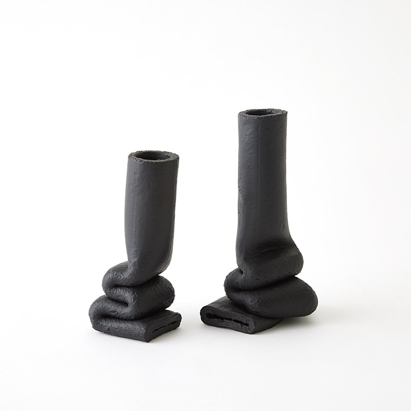 Squoze Handmade Ceramic Table Vase, Black, 7.5" H x 3.5" W x 3" D