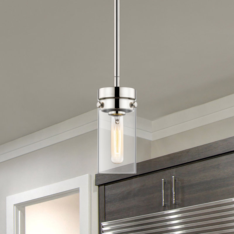Luminaire suspendu cylindrique à 1 lumière Isamar, Argent