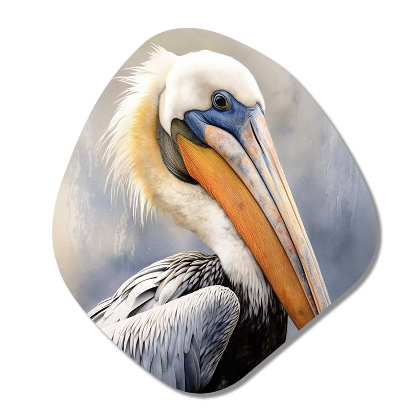 «Majestic Pelican Seabird III», art mural asymétrique en forme de nébuleuse du pélican, H 28 po x l 25 po