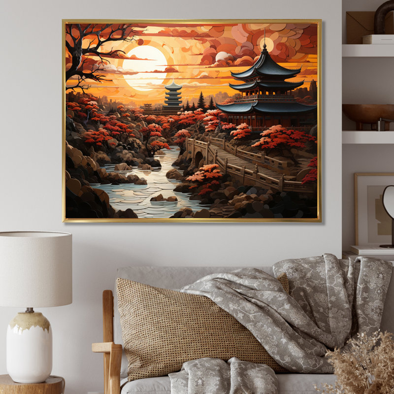 " China Art Dynastic Echoes III ", 24" H x 32" W x 1" D, White Picture Framed