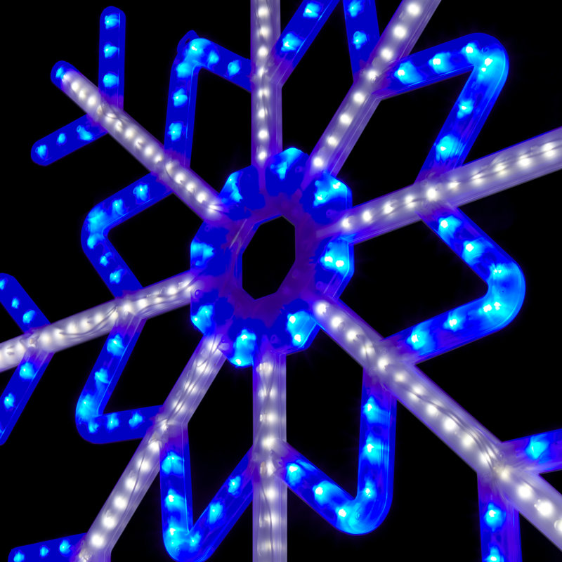 Large Snowflake Decoration with Blue and White Motion LED Lights, 39'' H X 39'' W X 1'' D, Blue and White