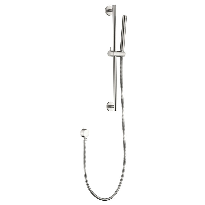 Douche à main réglable en hauteur avec barre coulissante de 28 pouces et 59 tuyaux, acier inoxydable nickel brossé, conception robuste, différents modèles de jet pour différentes situations