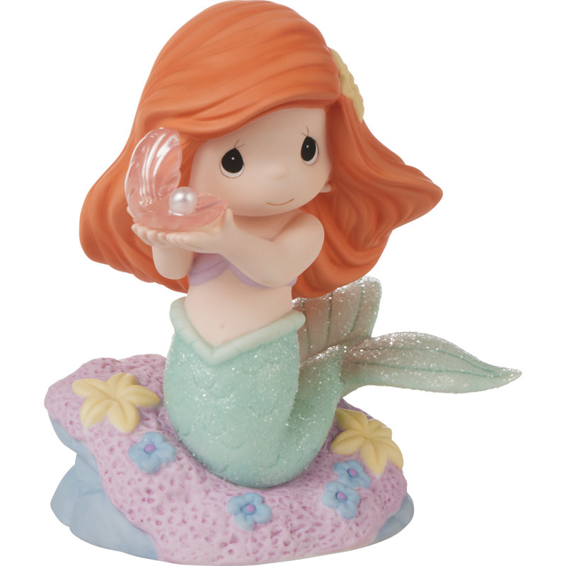 Precious Moments Disney The Little Mermaid Ariel Holding a Pink Shell Figurine 4.8 Inch