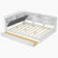 Lit plateforme en bois avec tête de lit, tablettes et 2 tiroirs, blanc