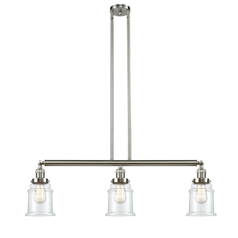 Galaviz 3 - Light Kitchen Island Pendant, Clear, No Bulb Included, Polished Nickel