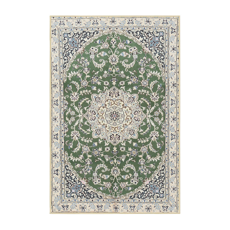 Tapis traditionnel vert / gris Jupiter, Rectangle 6 pi x 9 pi