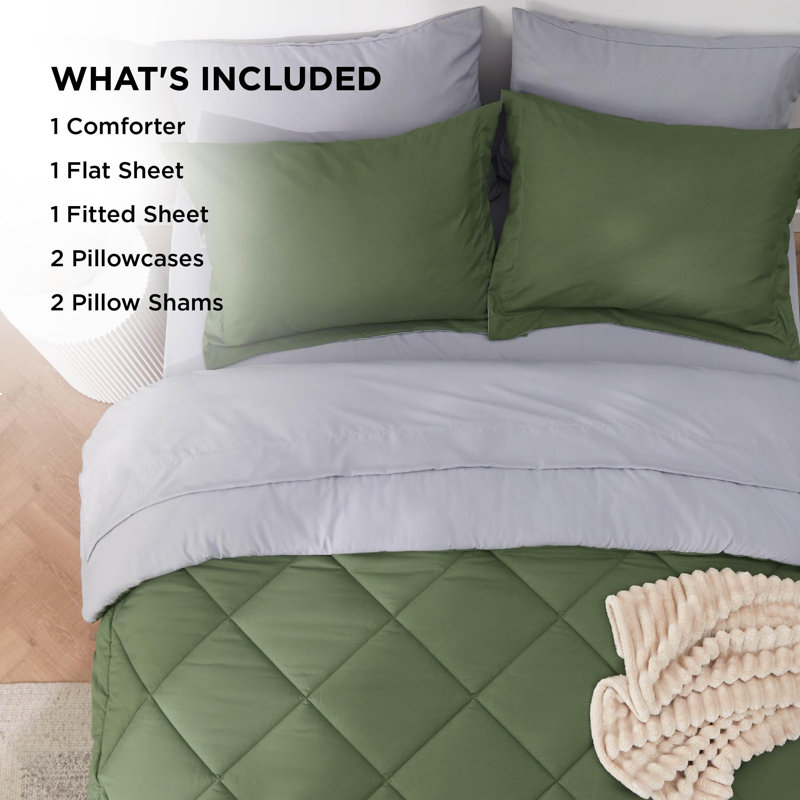 Best Seller Bedsure Comforter Set Reversible Bedding for All Seasons-89GSM, King Comforter + 4 Additional Pieces