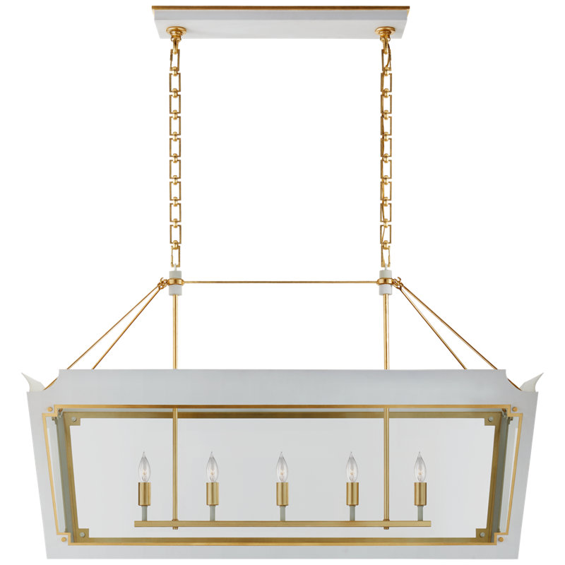 Julie Neill Caddo Medium Linear Lantern, Soft White/Gold