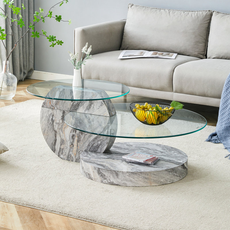 Table basse Varese, Clair, H 17 po x l 42 po x P 31,5 po, Gris blanc