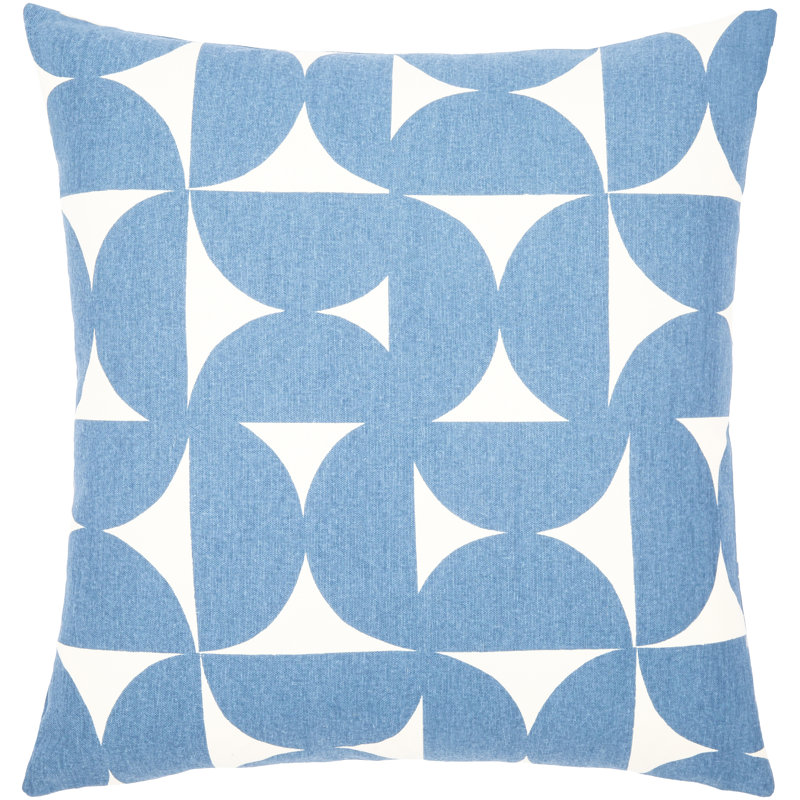 Housse de coussin Saritha Natur, 18 po x 18 po, Bleu foncé / Beige