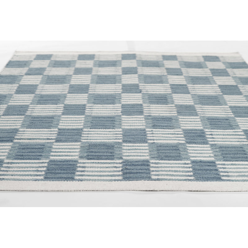 Tapis géométrique en laine et en coton tissé à la main Freya, Rectangle 9 pi x 12 pi